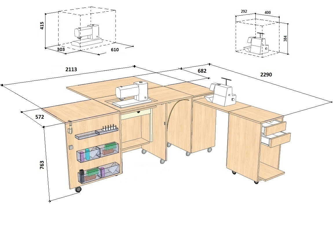 Мебель для швейной машины и оверлока